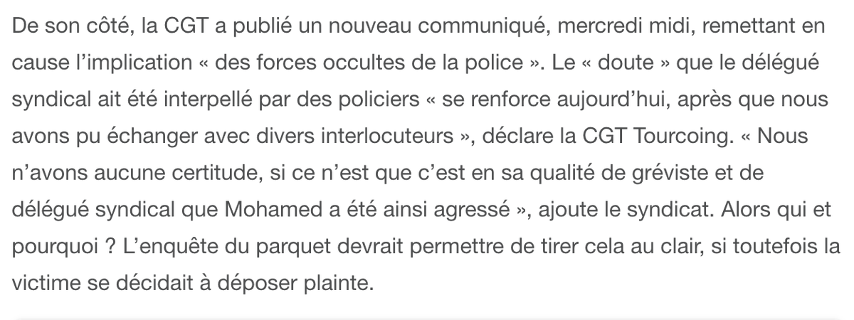 tcabarrus's tweet photo. La #CGT rétropédale et n'accuse plus la #police d'avoir enlevé et dépouillé le délégué #greviste de #Verdaudet qui refuse désormais de porter plainte et d'être entendu.
Ça sent le #reglementdecomptes... 
Si c'est le cas, j'espère que #SophieBinet et #JLMelenchon vont s'excuser.🤔 https://t.co/i5mRHXuFtm