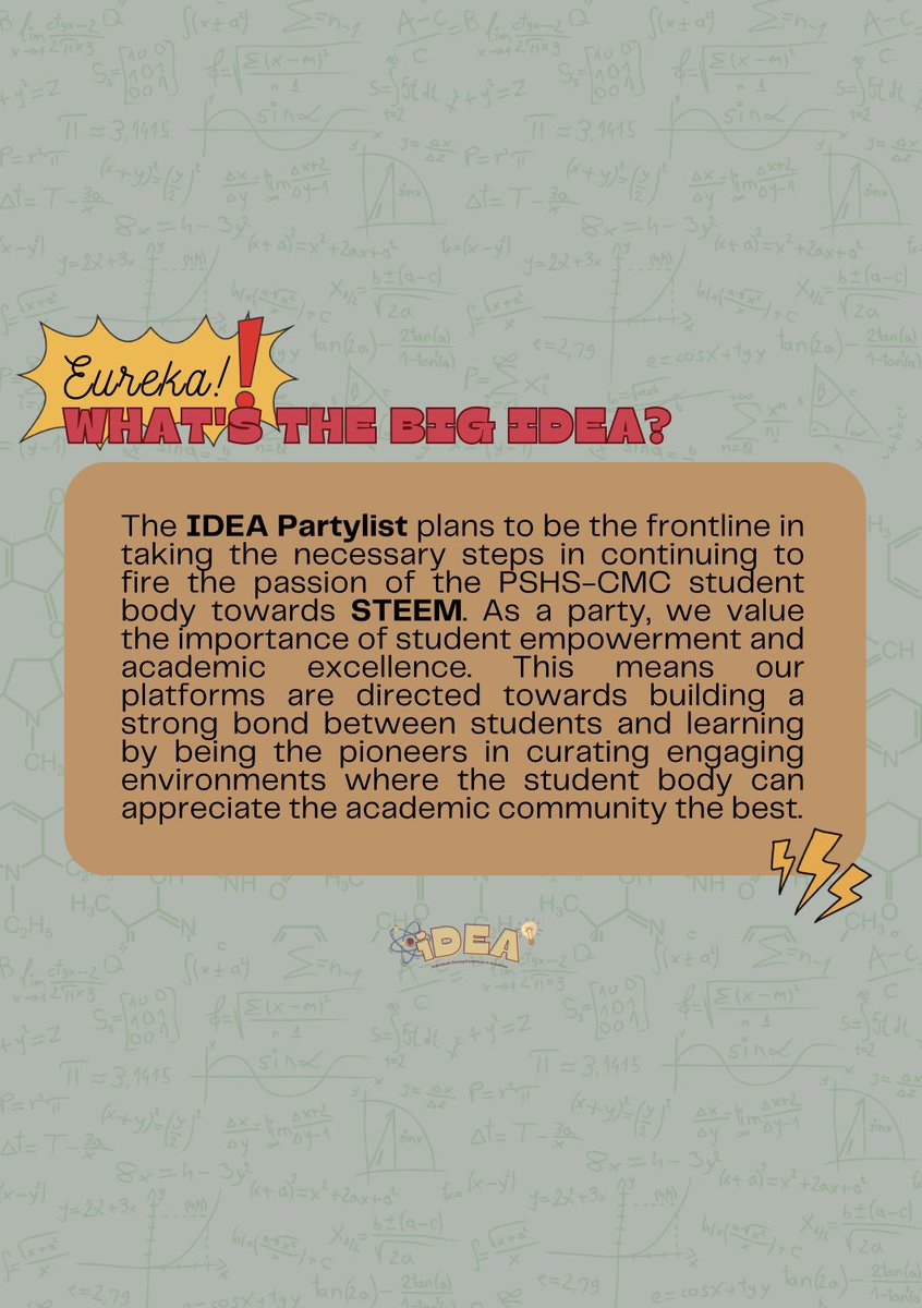 SLAYPartylist's tweet photo. ✨ 𝑻𝑯𝑬 𝑴𝑨𝑰𝑵 𝑰𝑫𝑬𝑨 ✨
Insufficient time during the Miting de Avance meant we didn't have time to share our platforms, and thus we are taking this opportunity to share our objectives and advocacy to the student body 🫡

#VoteIDEA
#IDEAPartylist2023
#BrightIdeaBrightFuture https://t.co/tji0Yasls3
