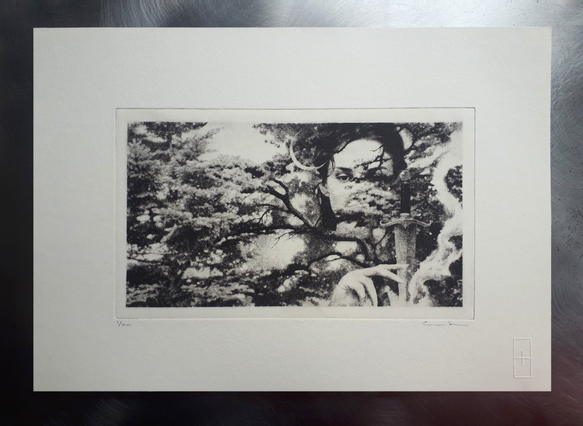 stagandserpent's tweet photo. New print release : "Black Handled Knife"
Hand printed Etching. Edition of 40. Signed, numbered &amp; embossed. Worldwide Shipping.
Available now via https://t.co/yESawBJ3Fy
#stagandserpent #etching #printmaking https://t.co/SP6pApdzJI