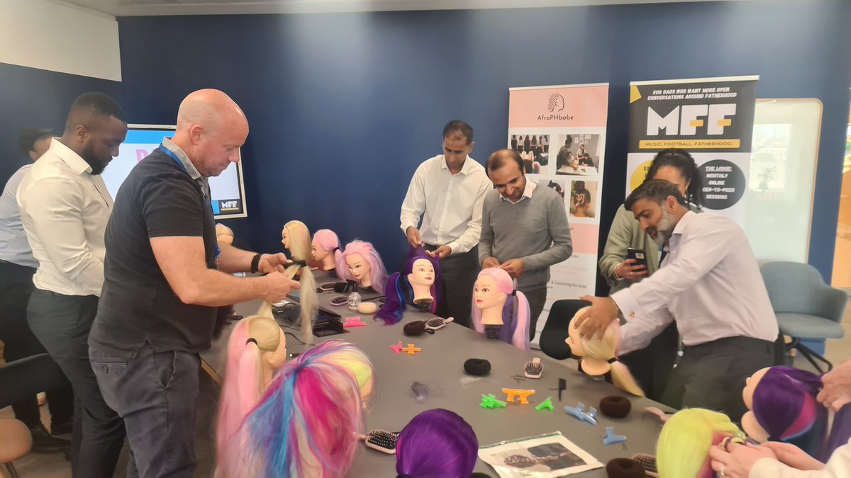 MFFonline_'s tweet photo. Dads (can) Do Hair!

We worked with @afrophbabe on 
another successful Dads Do Hair session at one of the big banks in Canary Wharf today.

These sessions are so much fun. It's amazing to see the dads with so much pride as they learn a new hairstyle to take back to their kids. https://t.co/kAUPqy7c4P