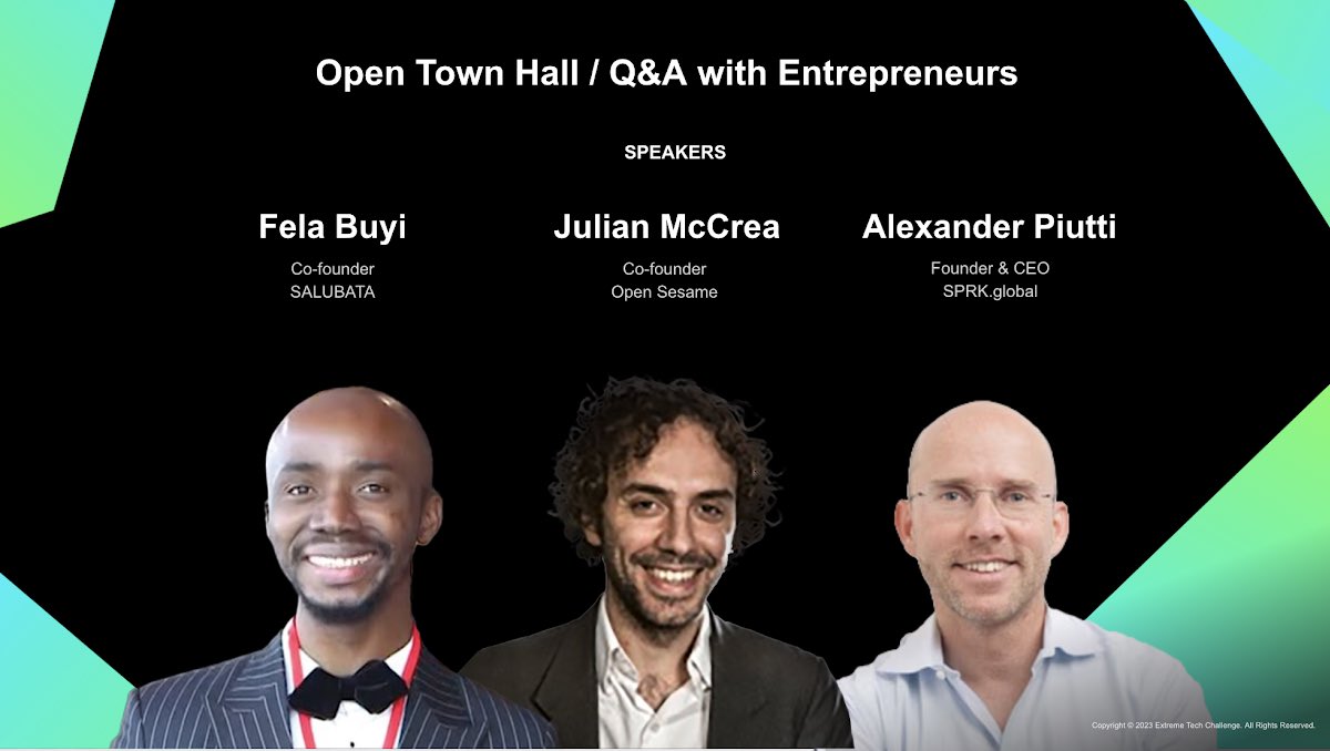 Join us today at the XTC 2023 Bootcamp Day 4, Session 2: Open Town Hall / Q&A with Entrepreneurs at 10:00 AM PDT #Salubata