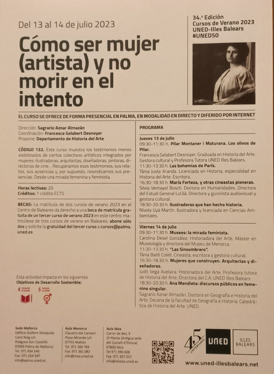 Os invito a que os matriculéis a este curso de verano en el que hablaremos de mujeres artistas. Coordinado, dirigido y realizado por mujeres. 
extension.uned.es/actividad/idac…
<a href="/ManelTrenchs/">Manel Trenchs i Mola (maneltrenchs.bsky.social)</a>