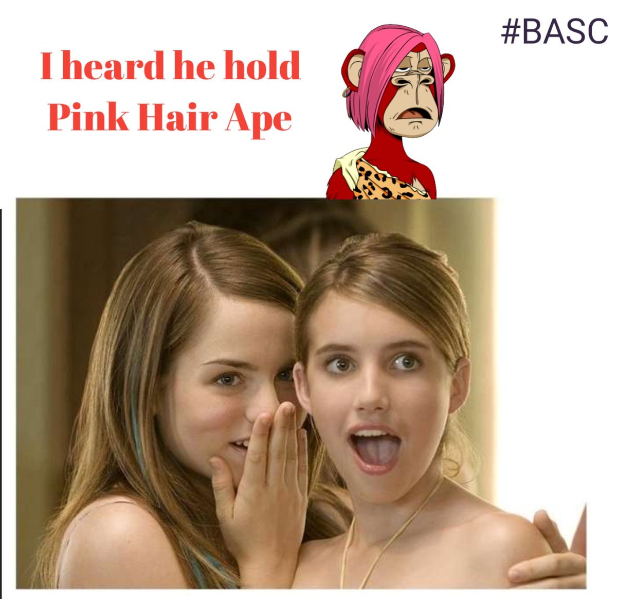 CryptoFr33d0m's tweet photo. Is it Pink Hair Ape is Cute? @BoredApeSuiClub
#BASC #MemeApe https://t.co/FdVcx5EexN