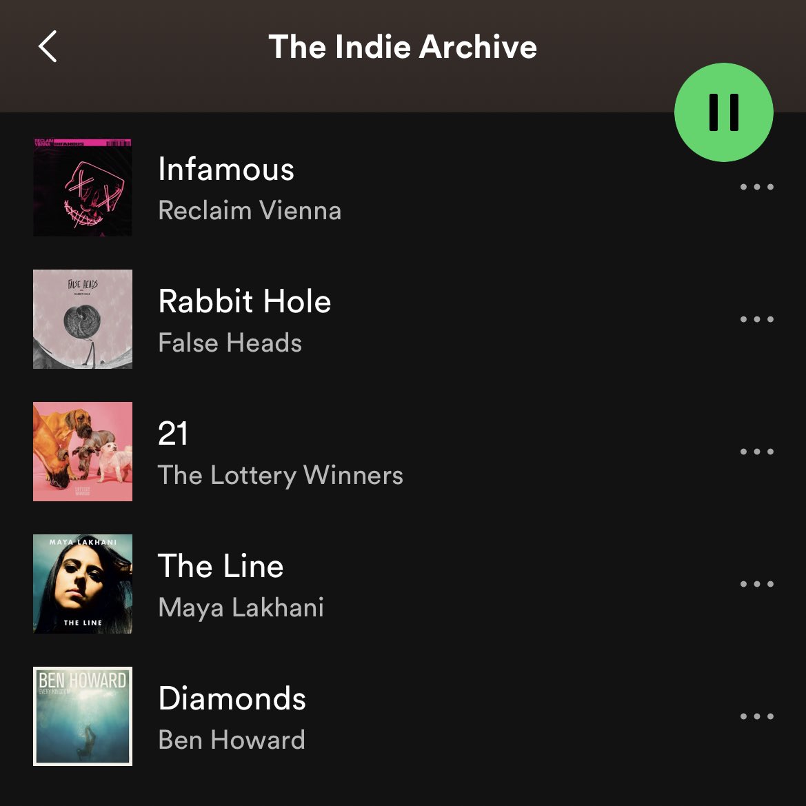 Day five of #TheIndieArchive 
💃🏼🎶 

<a href="/TheAmazons/">The Amazons</a>
<a href="/AndrewCushin/">Andrew Cushin</a>
<a href="/Callow_Youth/">Callow Youth</a>
<a href="/TheSnuts/">The Snuts</a>
<a href="/christieoliver_/">Christie Oliver</a>
<a href="/ReclaimV/">RECLAIM VIENNA</a>
@FalseHeads
<a href="/LotteryWinners/">Lottery Winners</a>
<a href="/mayalakhani_/">Maya Lakhani</a>
<a href="/benhowardmusic/">Ben Howard</a> 

open.spotify.com/playlist/1ZzUa…