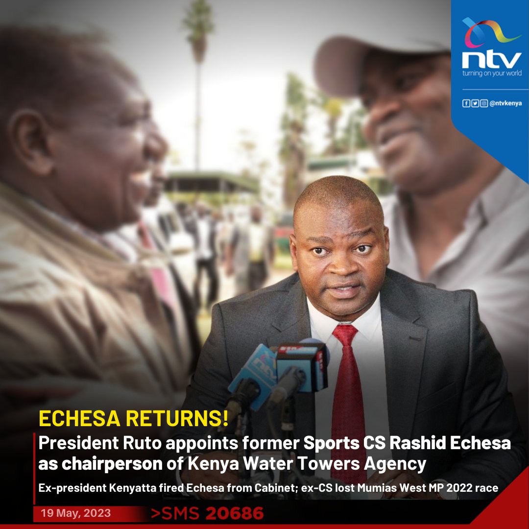 President Ruto appoints former Sports CS Rashid Echesa as new chairperson of Kenya Water Towers Agency Board ow.ly/mtyB50OrK0U