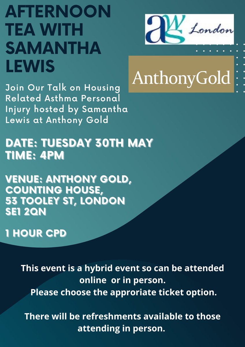Join us for Afternoon Tea with Samantha Lewis. You can also join via Zoom. Visit our website for tickets: awslondon.co.uk/upcoming-events