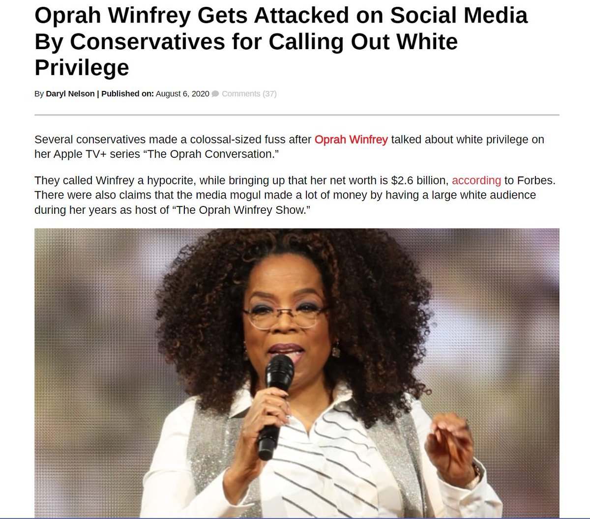 Oh #Oprah I would say that having $2.6 BILLION DOLLARS, and your own School, and your own Private Jet, AND Many Mansions, and hang with the #Elite  MIGHT just be CALLED PRIVILEGE, AND since you are A Black Woman, or woman of Color, then YOU ARE #blackprivilege