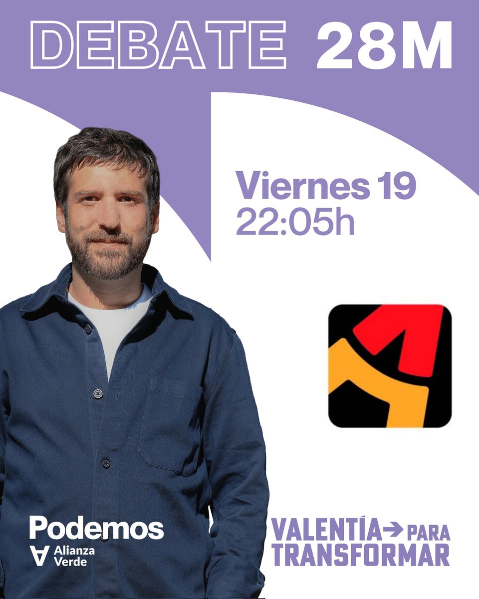 HuescaPodemos's tweet photo. Esta noche a las 22.05 en @aragontv tendremos el debate de los candidatos a la alcaldía por la ciudad de Huesca con @BoixGuillermo #DebateATV https://t.co/MBgIKBsi2E