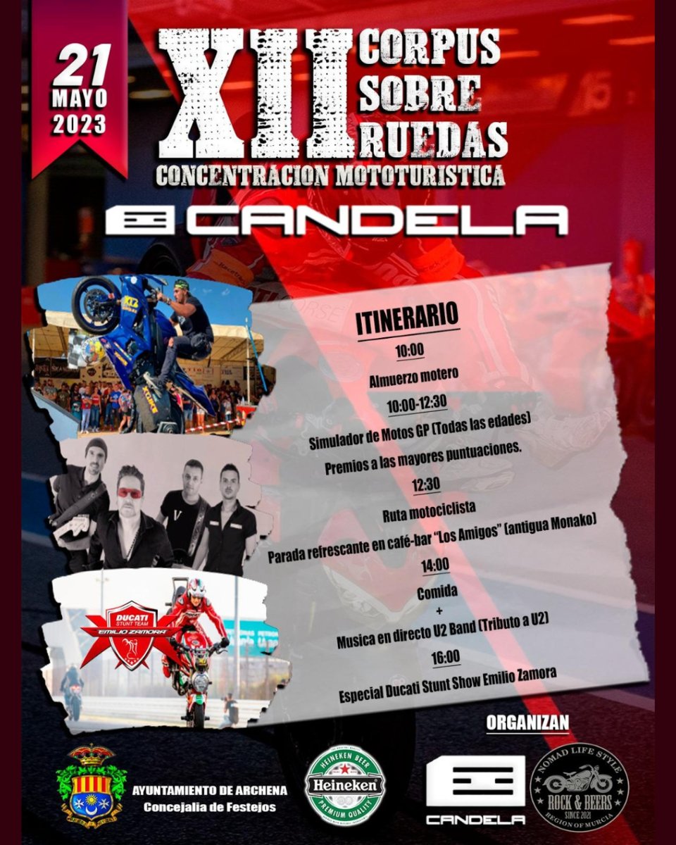 AytoArchena's tweet photo. 🏍️ 𝐗𝐈𝐈 𝐂𝐨𝐫𝐩𝐮𝐬 𝐬𝐨𝐛𝐫𝐞 𝐫𝐮𝐞𝐝𝐚𝐬 𝟐𝟎𝟐𝟑 🛞

‼️Desde las 10 de la mañana‼️

🍲Almuerzo y concentración motera
🚀Simulador de motos GP
🛵Ruta motociclista
🧑🍳Comida
🧑🎤Música en directo
🫢 Stunt show
‼️... y muchas sorpresas más‼️

#Archenaenfiestas23 https://t.co/nALYWMMwWn