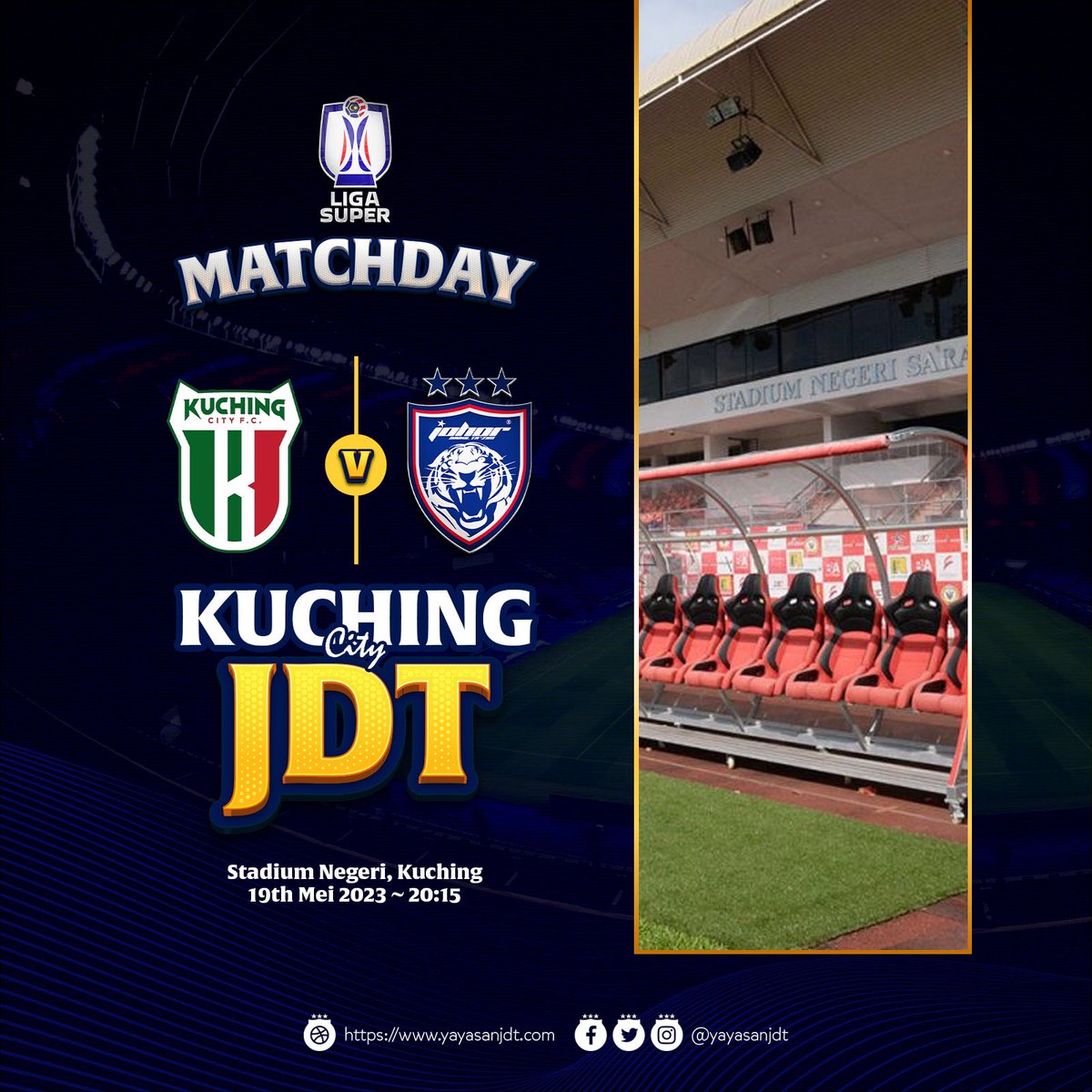 GOOD LUCK TEAM!

Malam ini, JDT yang terbang ke kepulauan Borneo untuk menentang Kuching City bagi aksi ke-11 Liga Super Malaysia.

Ayuh Johor!

⚽ Kuching City FC vs Johor Darul Ta’zim
🏟 Stadium Negeri
🕘 20:15

#KCFCvJDT 
#LigaSuper2023
#YayasanJDT