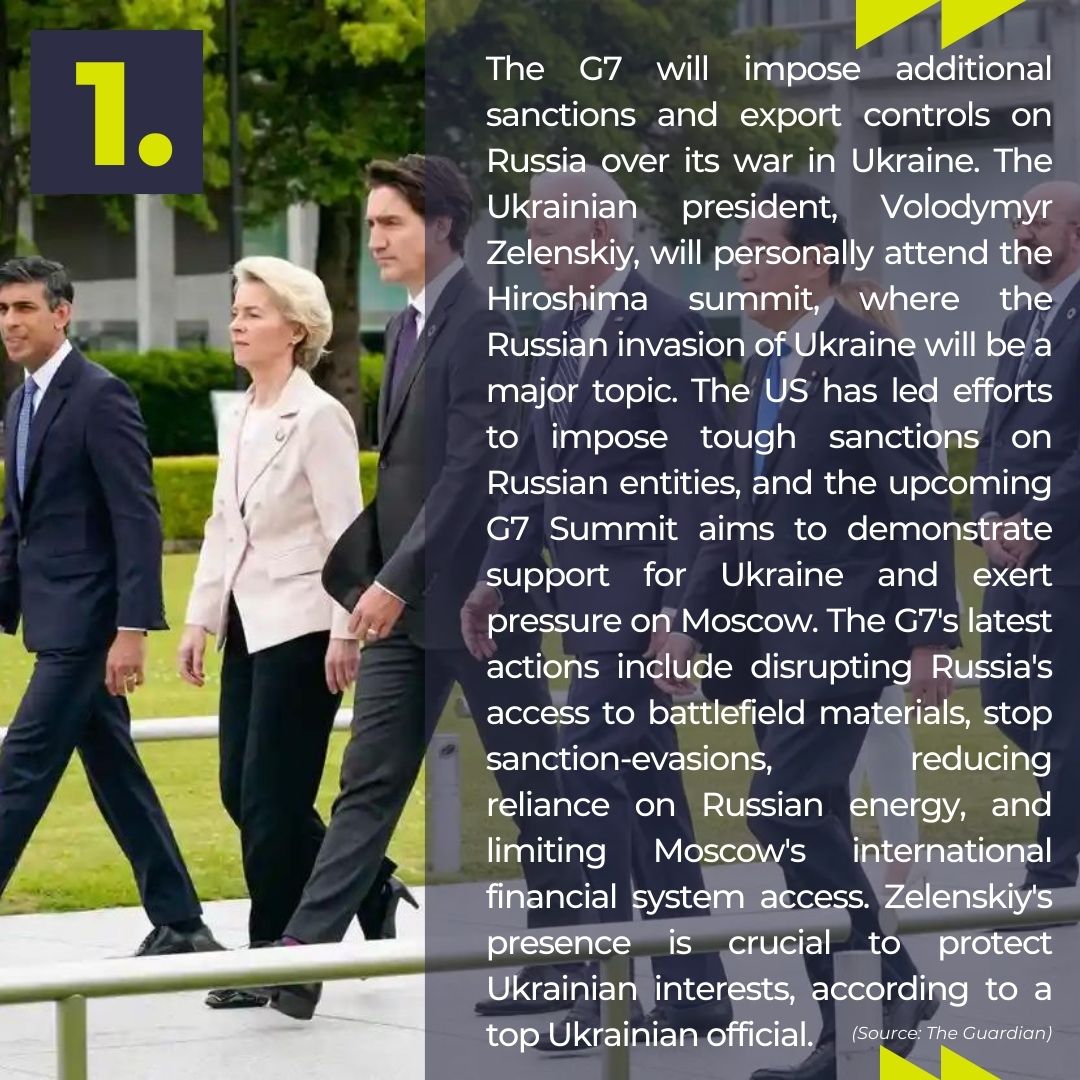 thegeosphere_'s tweet photo. "🚨 Don't miss out on the latest breaking news! Thursday's news roundup has all the top stories you need to know. Stay informed and stay ahead with our daily news updates."

Thursday's Top Headlines:
1. #G7: #Russian #Sanctions tops #Hiroshima Summit agenda in #Japan. https://t.co/6FHx8eraLk