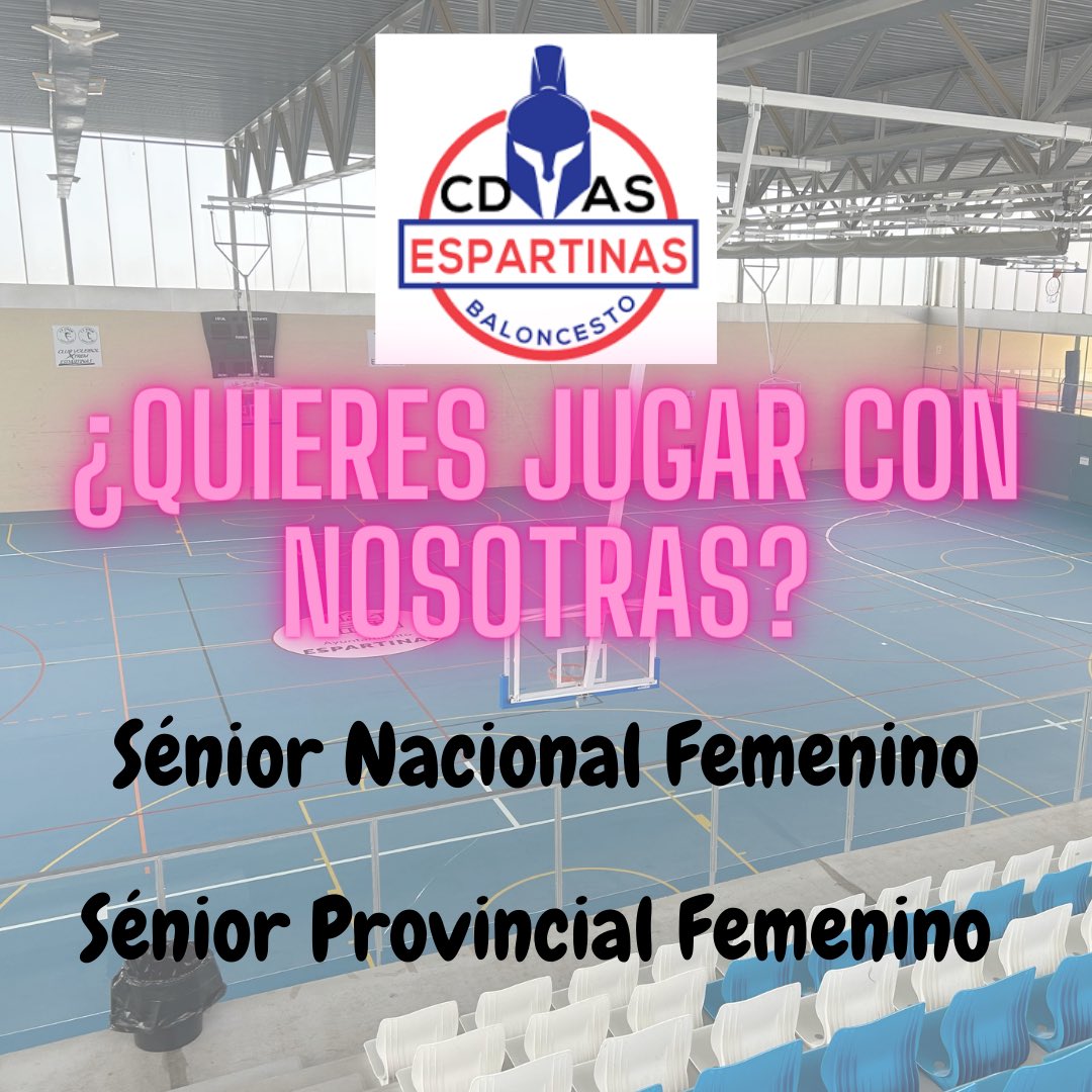 ¿Quieres jugar con nosotras?🏀
Si estás interesada en jugar esta temporada en el #CDASESPARTINAS (5º clasificado en categoria Nacional y Subcampeón de categoria Provincial), solo tienes que mandarnos un whatsapp al 639423534 o un email a cdaljarafesports@hotmail.com

 #cdas