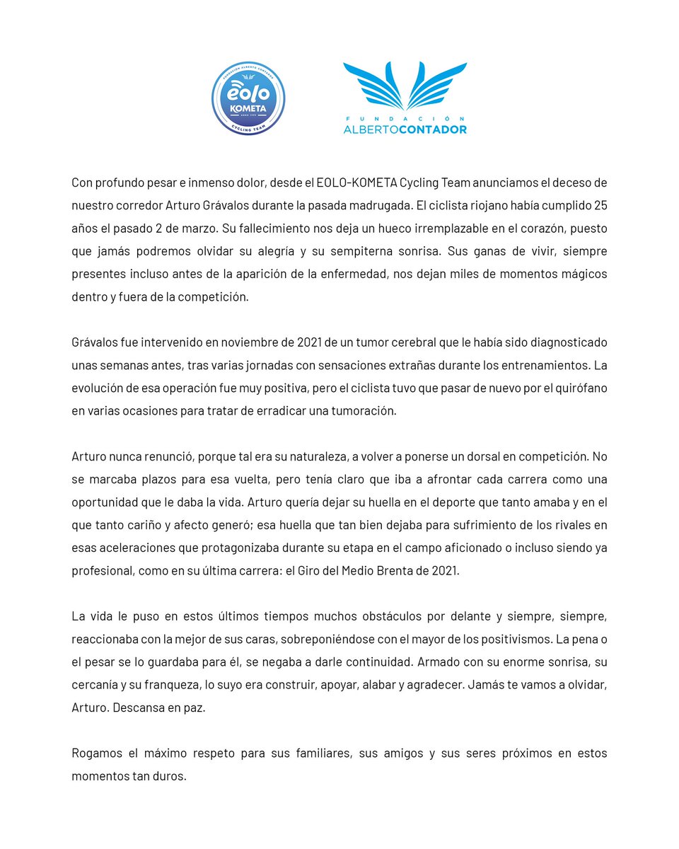 Arturo, rest in peace friend and mate. You will be always with us.