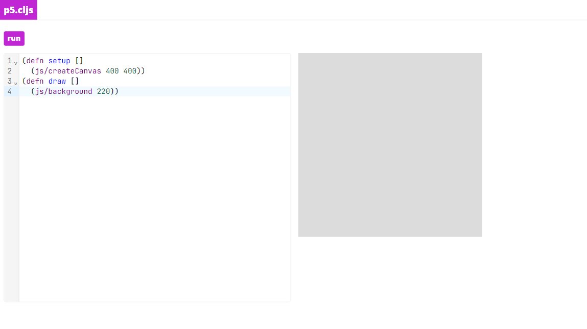 sam___tsao's tweet photo. 💡 The p5.cljs editor is live! It's a really barebones editor, but you can now try writing P5 in ClojureScript! Link: https://t.co/HlvzD5vLyc
⚠ Not affilliated with @p5xjs or @ProcessingOrg
#p5 #processing #clojurescript #cljs #p5js #js #creativecoding https://t.co/qdvsG5Nyaj