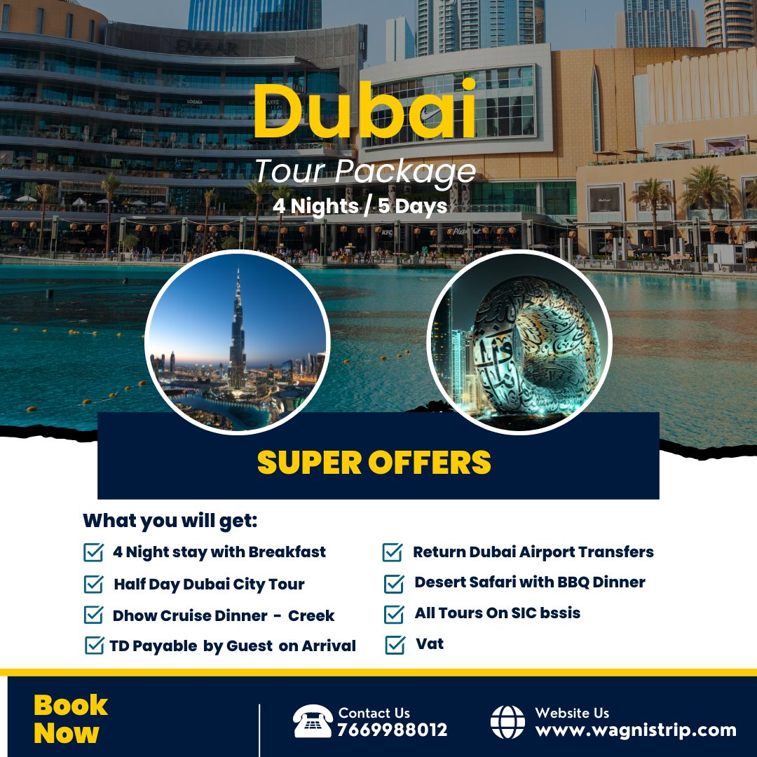 Book Dubai Tour Packages at wagnistrip.

#wagnistrip #wt #dubai #dubaitour #tourpackage #trip #explore #adventure #citytour #cruisedinner #luxuryvibes #luxurylifestyle #travel #travelling #flight #hotels