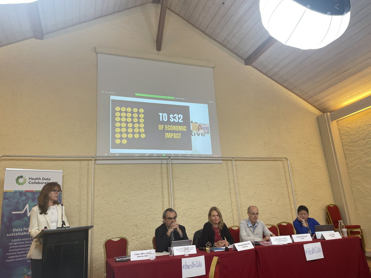 Kirstmath's tweet photo. Data is a powerful tool AND a great investment! @Data4SDGs report shows $1 invested in data systems could yield $32 in economic impact.
But not enough $$ is being invested says @clairemelamed at @HDC4SDGs @WHO meeting โBetter Data for Better Healthโ. #InvestInData #HealthData https://t.co/cyGGTEmJcJ