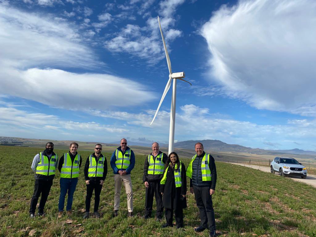 AJPhillipson's tweet photo. 9 turbines on 350 hectares, generating 86MWhours of sustainable wind power a year…Great to visit @Globeleq’s Klipheuwel wind farm this am along with @NorAmbSA and @colinleeman. Thank you to site manager Carlton for the tour and the briefing! 💨⚡️🌱 💚 🇿🇦🤝🇳🇴🤝🇬🇧 https://t.co/tG41veG1d6