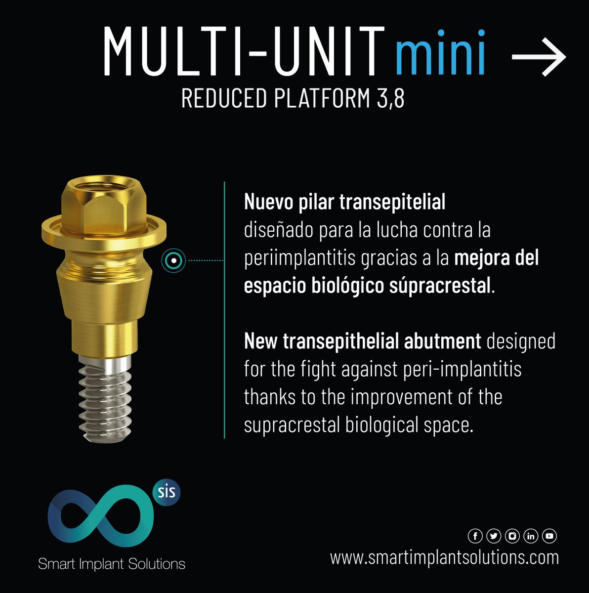 SmartImplantSol's tweet photo. New transepithelial  abutment designed for the fight against peri-implantitis thanks to the  improvement of the supracrestal biological space.
#DentalImplants #DentalImplants #CompatibleComponents #Prosthetics #Abutments #Dentures #DentalImplants #Implants https://t.co/hXzKUtWdBS