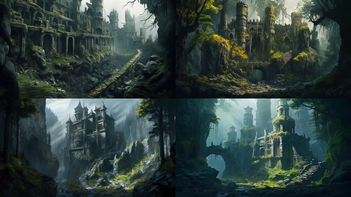 studio1designs's tweet photo. @icreatelife Forsaken, Forest, Fortress --ar 16:9 https://t.co/gHNyjGsD5U