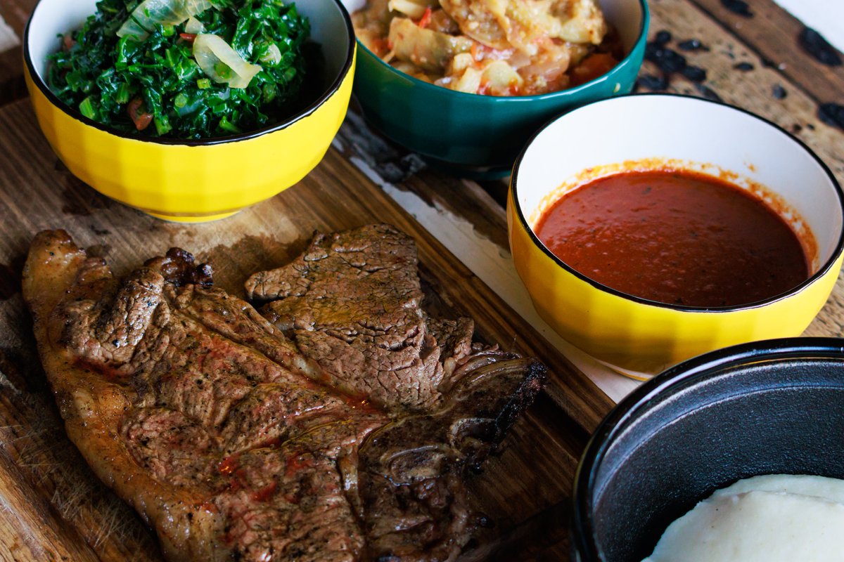 ochanyama's tweet photo. Steak your claim on the weekend with this sizzling T-bone masterpiece! Juicy, tender, and cooked to medium rare perfection, accompanied by a side of nshima and veggies that make every bite an unforgettable adventure!

#ochanyama #tbone #nshima #veggies #weekendvibes #lusaka https://t.co/59EnhrAqw0