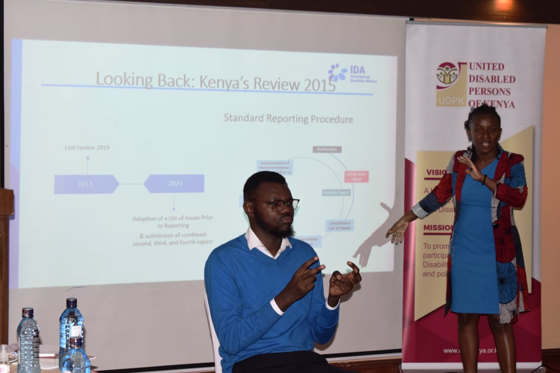 UDPKenya's tweet photo. This workshop comes at an opportune time as the Kenya Government is due to report to the #UNCRPD committee in September 2023 on the implementation of the #UNCRPD @IDA_CRPD_Forum @KAIHHQ1 @DTSK21 @KUBKenya @acdnet_kenya @inclusive_kenya @WCCKenya @dek_kenya @blackalbinism https://t.co/O6JH98jMjE