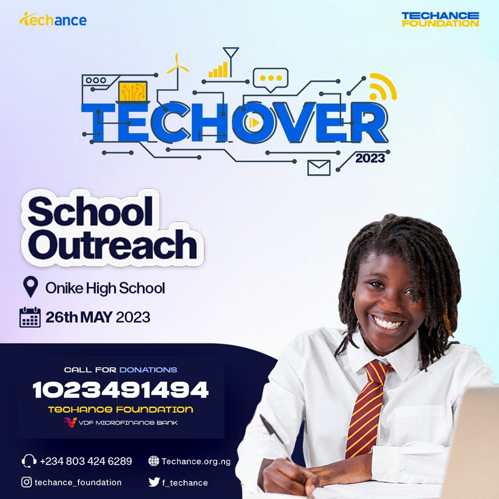 Introducing #TechOver 2023! 

In celebration of Children’s day 2023, we’re reaching out to students at Onike High School! 

Our fundraising campaign has officially begun.
Join us in making a difference!