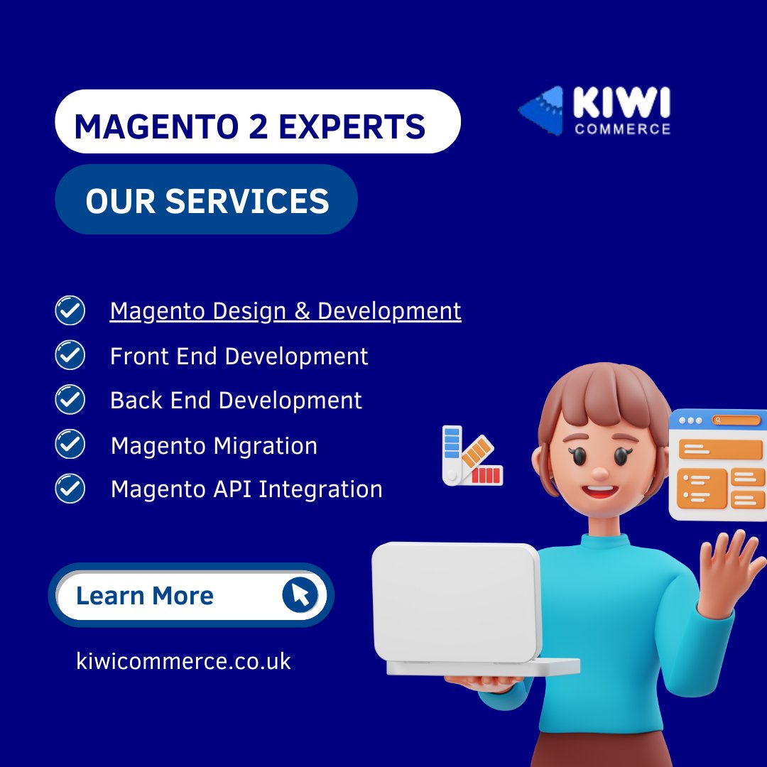 KiwiCommerce's tweet image. Looking for a Magento web development company that can bring your online business to new heights? Look no further! We are here to revolutionize your digital presence and create exceptional shopping experiences for your customers.
#MagentoWebDevelopment #EcommerceSolutions