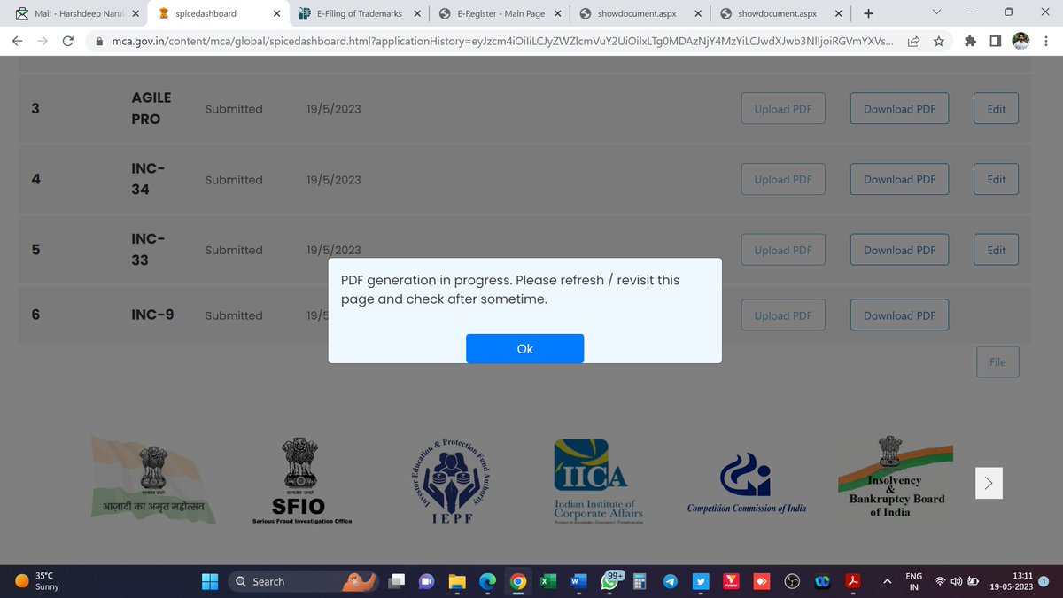 Worst! Worst! Worst! PORTAL #MCA V3. 

PDF Generation in progress message from last 15 minutes. Don't know what @MCA21India has done with this website. We have other work to do as well. 

I am not going to raise a ticket for every other thing. Get your things sorted first.