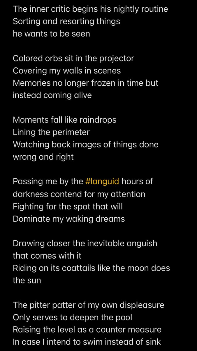 The Night Shift
#vss365 #languid #poetry #poetrycommunity #anxiety #selfsabotage #selfreflection