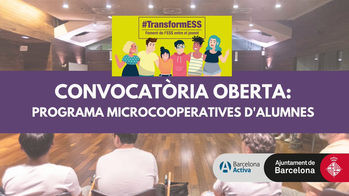AltresEconomies's tweet photo. 👩🏫 Convocatòria de #Microcooperatives d’Alumnes pel curs 2023-24 amb @consorciedubcn.
El #TransformESS de @barcelonactiva torna a oferir als centres escolars l’oportunitat d’apropar l’#ESS a l'alumnat.
📆 𝗜𝗻𝘀𝗰𝗿𝗶𝗽𝗰𝗶𝗼𝗻𝘀 𝗳𝗶𝗻𝘀 𝗮𝗹 𝟮𝟮/𝟬𝟱
https://t.co/V9w6fVpqmS https://t.co/W5nhahCvFS