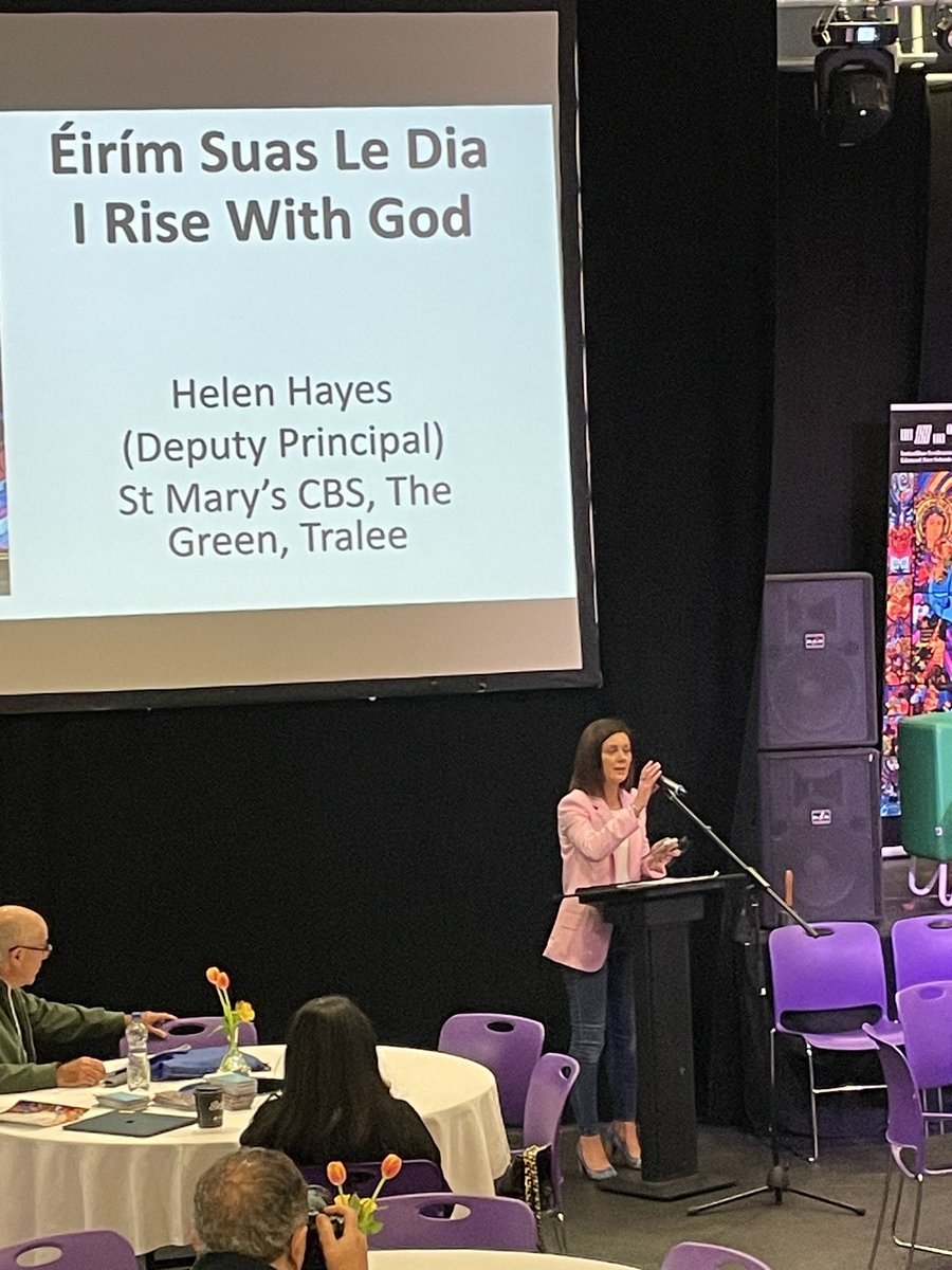 thegreencbs's tweet photo. Deputy Principal Helen Hayes had the honour of reciting the opening prayer at the ERST congress this morning (Friday). 
@ERSTIRELAND #erebbcongress2023 https://t.co/f0L8NMWwlr