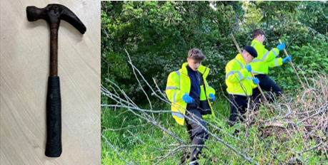 SPVolunteers's tweet photo. As part of this week's #OPScepter week of action to tackle and reduce knife crime, our #volunteerpolicecadets have been out in Whitehouse Park, Ipswich conducing searches for discarded knifes and worked as a team locating a hammer during the search. @NationalVPC #knifecrime https://t.co/z7fUlneoyk