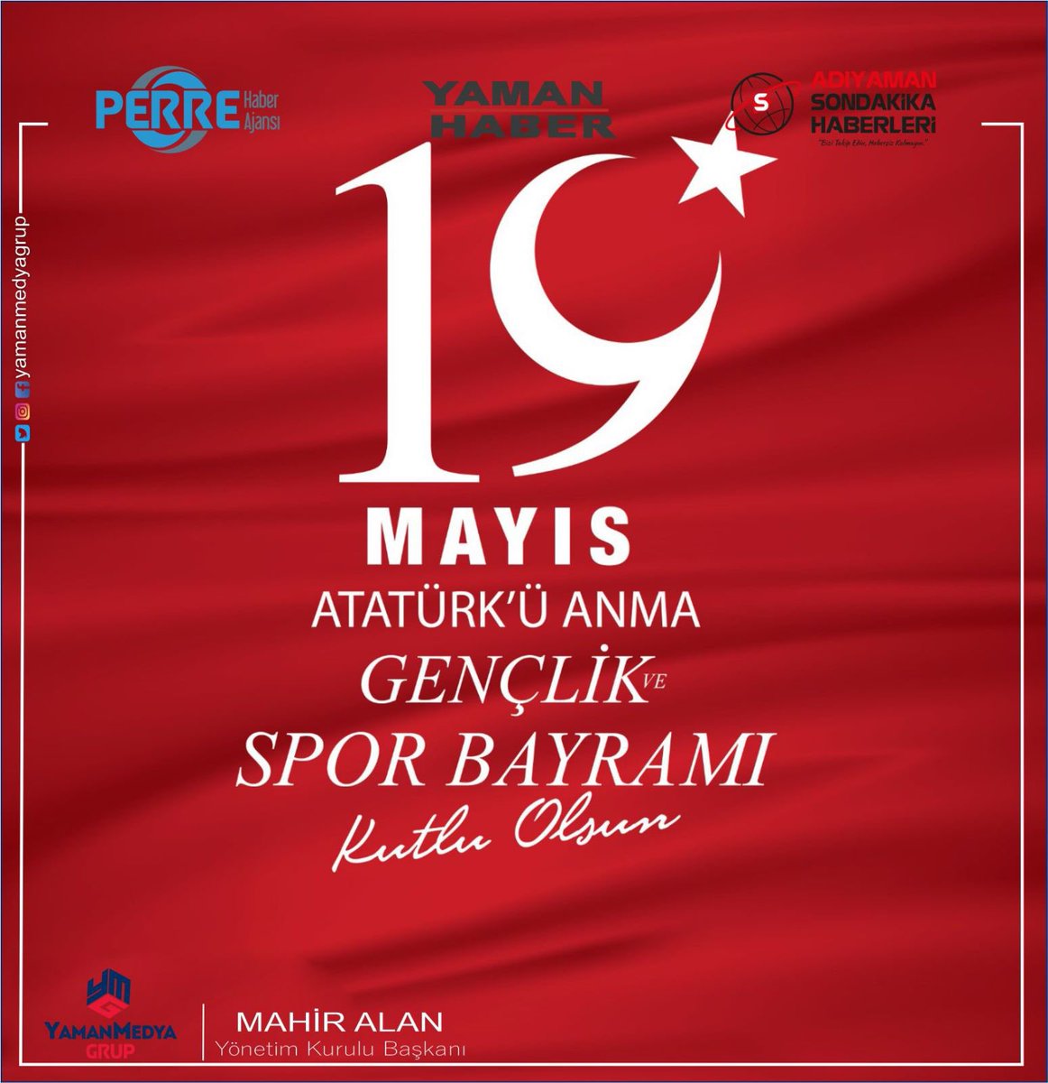 19 Mayıs Atatürk'ü Anma Gençlik ve Spor Bayramımız kutlu olsun. 
#19MayısGenclikveSporBayramı