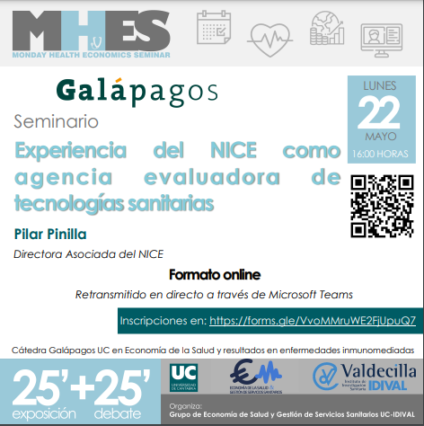 gieconpsalud's tweet photo. 👉🏼Próximo Monday Health Economics Seminar
@glpg_ES
🗣️Pilar Pinilla, Directora asociada de NICE "Experiencia del NICE como Agencia Evaluadora de Tecnologías Sanitarias" 
📡Formato online 
📆Lunes 22 de mayo a las 16:00h.
📜Inscripción : https://t.co/rSwHcmypx4 https://t.co/2zkn9uZ2g9