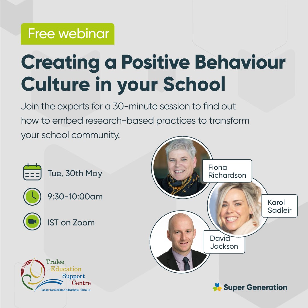 The free information webinar is aimed at school leaders and welcome to teachers who may be interested in embedding evidence-based practices to support a positive behaviour culture in their school/ classrooms. 

Register here 👉bit.ly/41lgIfR