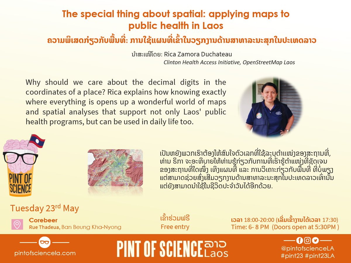 Why should we care about the decimal digits in the coordinates of a place? Rica explains how knowing exactly where everything is opens up a wonderful world of maps that can support public health programs and can be used in daily life. Join us on 23rd May #pint23la #pint23