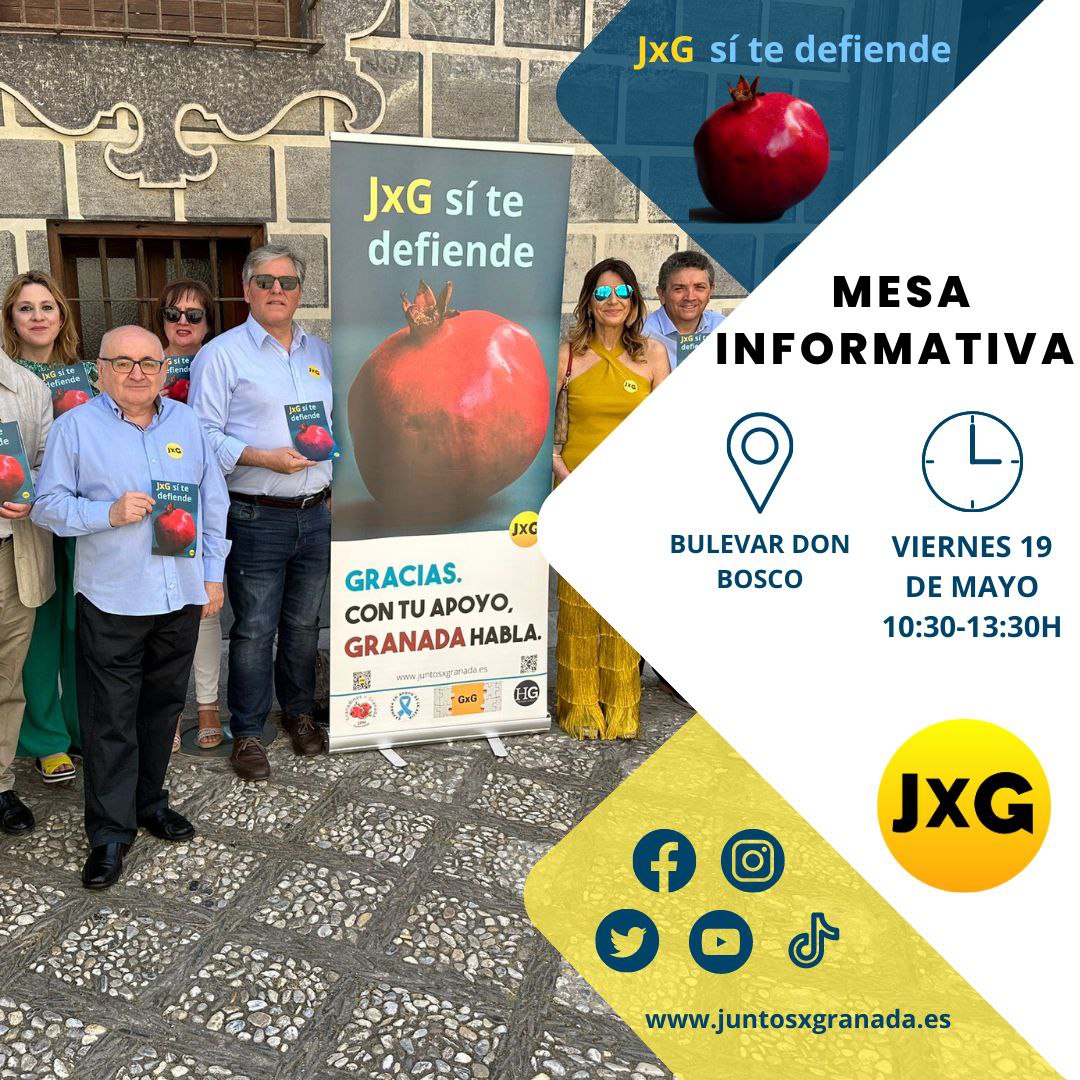 juntosxgranada's tweet photo. Hoy viernes 19 habrá dos mesas informativas de #JxG 🕙 Infórmate con sus integrantes no desaproveches la oportunidad de conocer una candidatura seria y con propuestas eficaces porque #GranadaJxGsiTeDefiende #Elecciones28M
⏬ Más información ⏬
https://t.co/O3ei38EaCH https://t.co/l8vwskRYCd