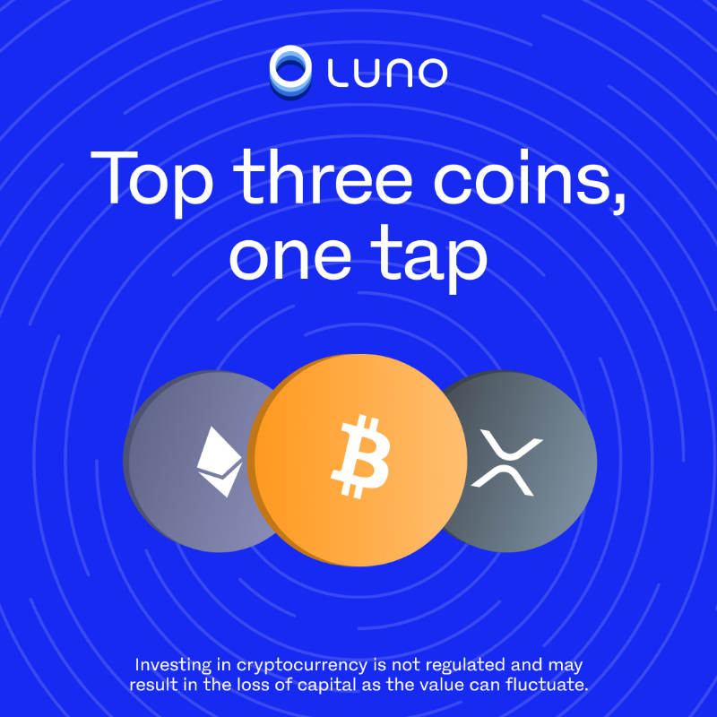 LunoGlobal's tweet photo. Crypto is a risky investment. But that doesn’t mean you can’t invest sensibly. We can help with that.
