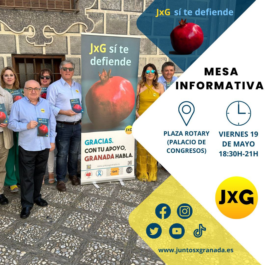 juntosxgranada's tweet photo. Hoy viernes 19 habrá dos mesas informativas de #JxG 🕙 Infórmate con sus integrantes no desaproveches la oportunidad de conocer una candidatura seria y con propuestas eficaces porque #GranadaJxGsiTeDefiende #Elecciones28M
⏬ Más información ⏬
https://t.co/O3ei38EaCH https://t.co/l8vwskRYCd