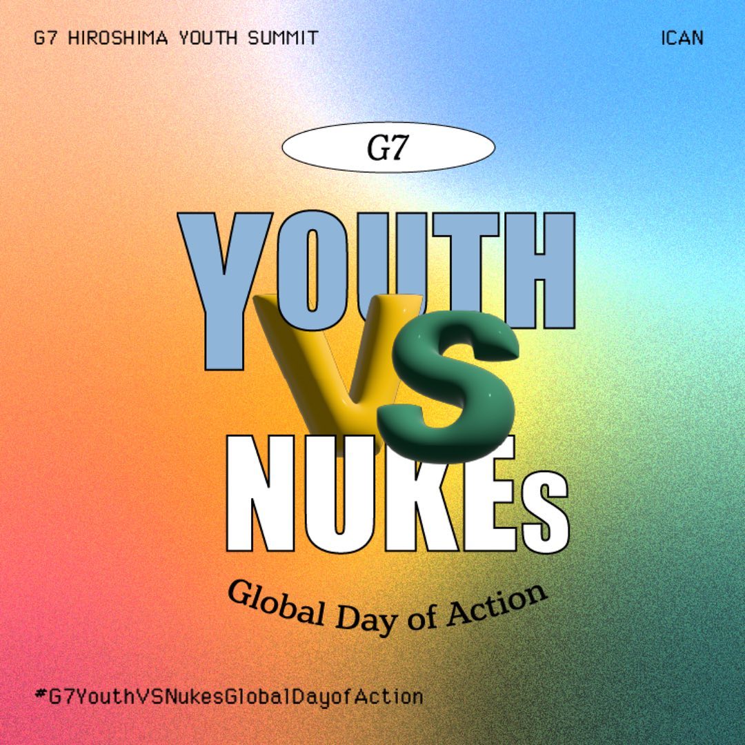 peace_boat's tweet photo. 📣Global Day of Action📣
This Saturday, May 20, join Peace Boat, @nuclearban #ICAN, and youth from all over the world in storming all social media platforms with the hashtag #G7YouthVsNukes to demand action from #G7 leaders! #NoMoreNukes #TakeAction #NuclearBan #SailingForChange https://t.co/vzOva9faWy
