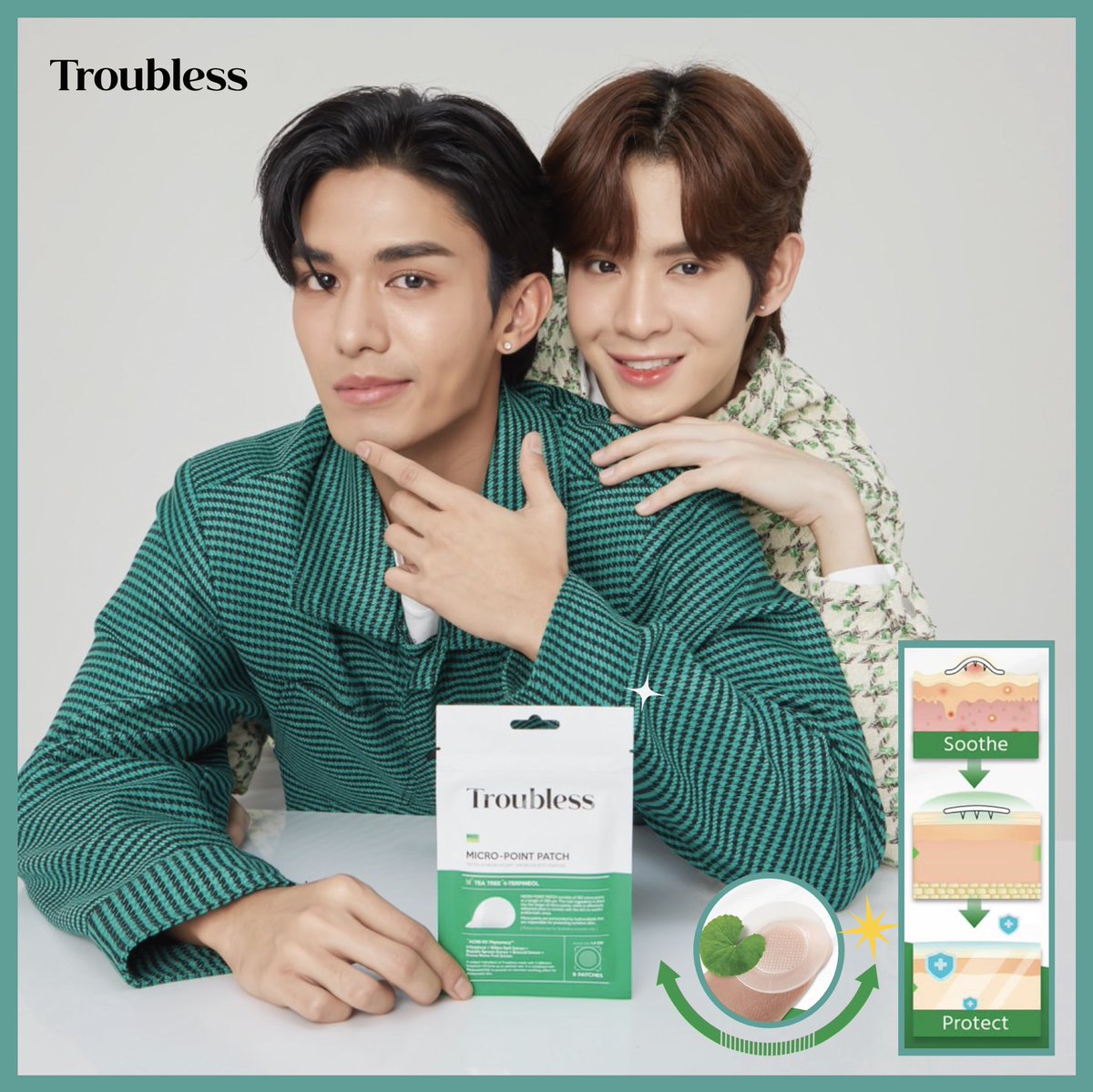 TroublessTH's tweet photo. ปลอบประโลมผิวอย่างรวดเร็วด้วยสารสกัดจากใบบัวบกเข้มข้น ลดการอักเสบ ดูดซับหัวสิว บรรเทาปัญหาผิวพร้อมสร้างเกาะป้องกันผิวจากมลภาวะ

#TROUBLESSxNETJAMES 
#troublessth💚 https://t.co/owkRo3Lne0