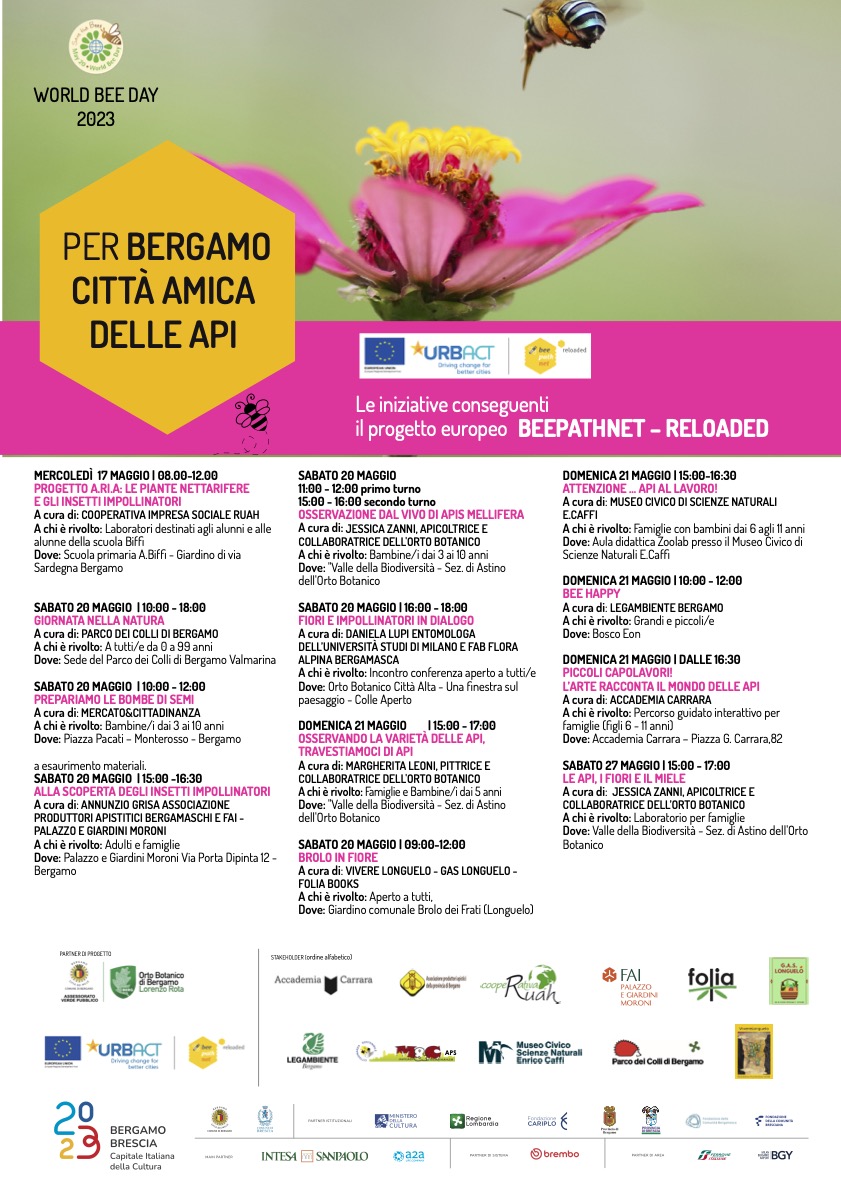 ortobotanicoBG's tweet photo. In occasione della 𝐆𝐢𝐨𝐫𝐧𝐚𝐭𝐚 𝐌𝐨𝐧𝐝𝐢𝐚𝐥𝐞 𝐝𝐞𝐥𝐥𝐞 𝐀𝐩𝐢 #WorldBeeDay, in programma tantissime attività! I partner del progetto #beepathnetreloaded, hanno realizzato un cartellone di eventi e incontri:
https://t.co/t82HTvuyzt...
#bergamoamicadelleapi #beepathnet https://t.co/uedm0Y2uzQ