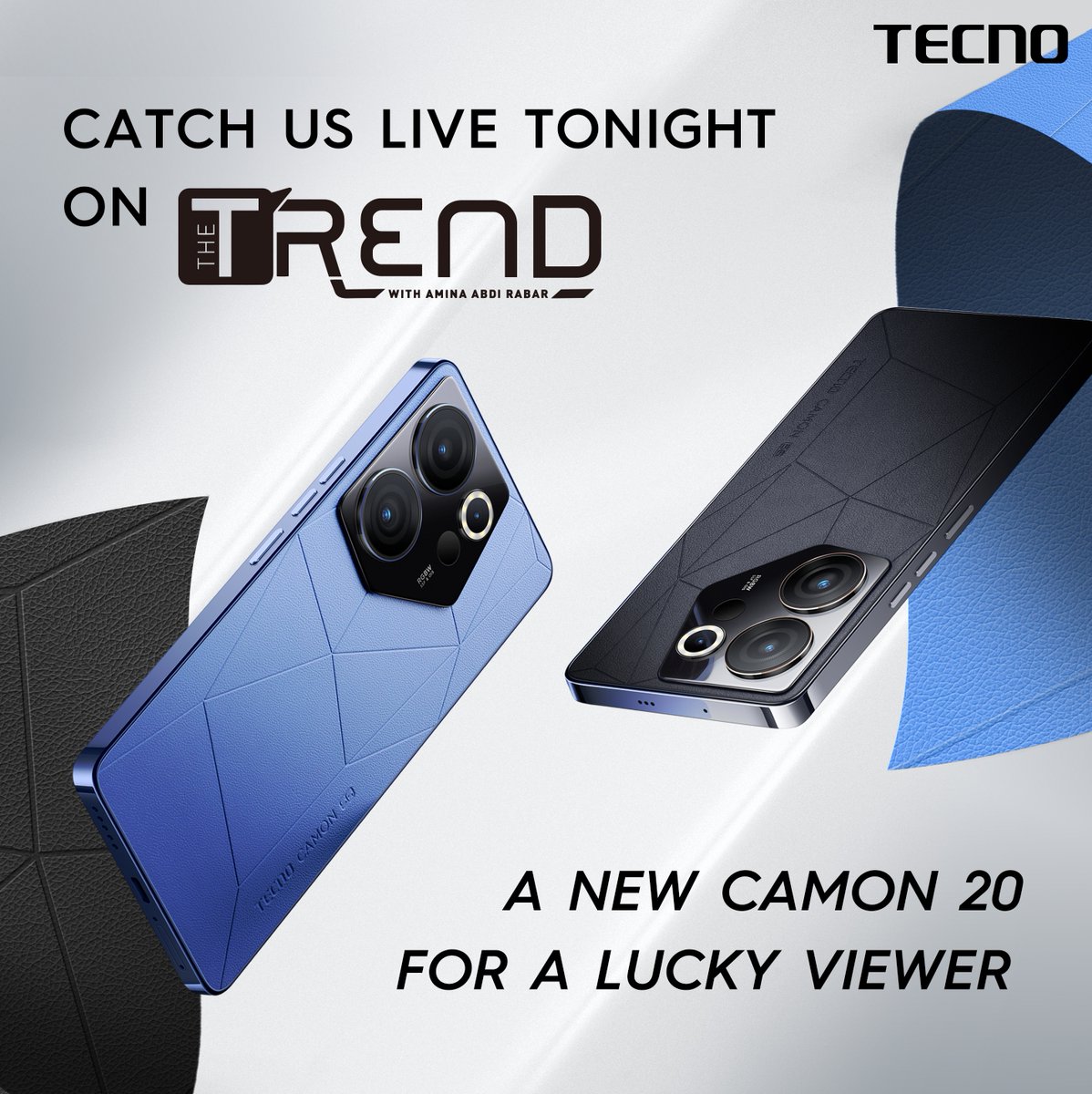 ntvkenya's tweet photo. A new Camon 20 for a lucky #theTrend viewer!

Be sure to tune in at 8pm &amp; 10pm tonight. #TTTT #HeyAmina https://t.co/kTUPX3cdKB