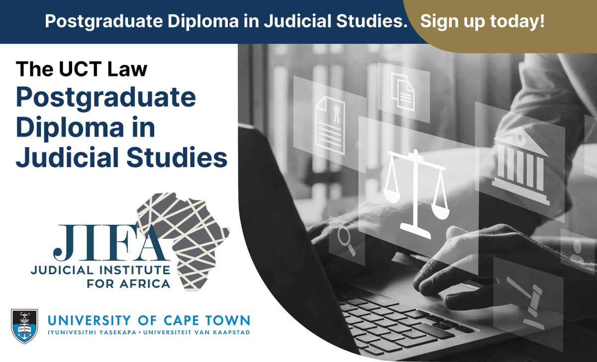 JIFA_Official's tweet photo. The @UctLaw Postgraduate Diploma in Judicial Studies is Africa’s first postgraduate qualification in judicial studies. 
Want to know more? https://t.co/eJfOIKD5FS
#Postgradstudies #judicialstudies #UCTLaw https://t.co/uLo1EjU9p1
