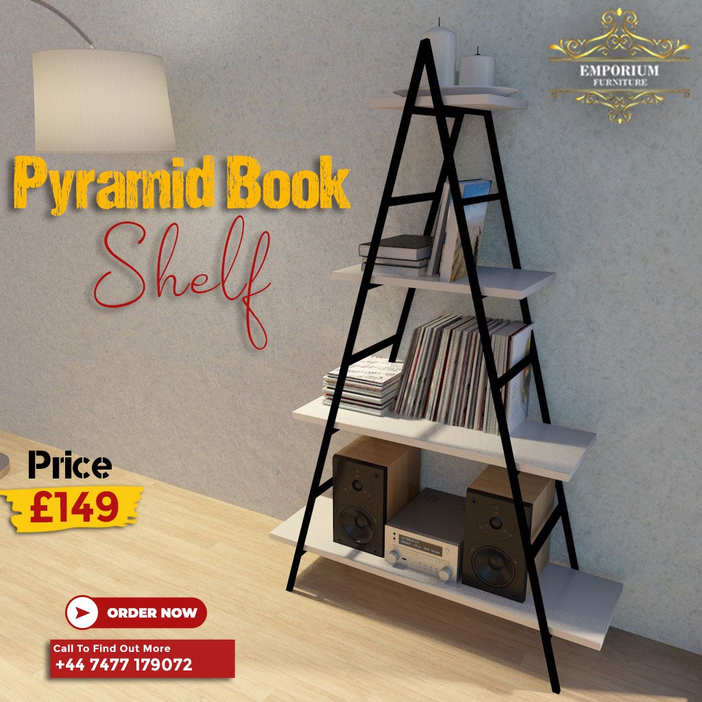 EMPORIUM FURNITURE Introducing the 'Pyramid Book Shelf' - Unleash the Power of Geometric Design in Your Home!
📷 Elevate Your Space with the Unique Pyramid Book Shelf 📷
 #BookishVibes #ReadingNook #BookshelfGoals #BookishDecor #PyramidDesign
#BookshelfStyling #CozyReadingCorner