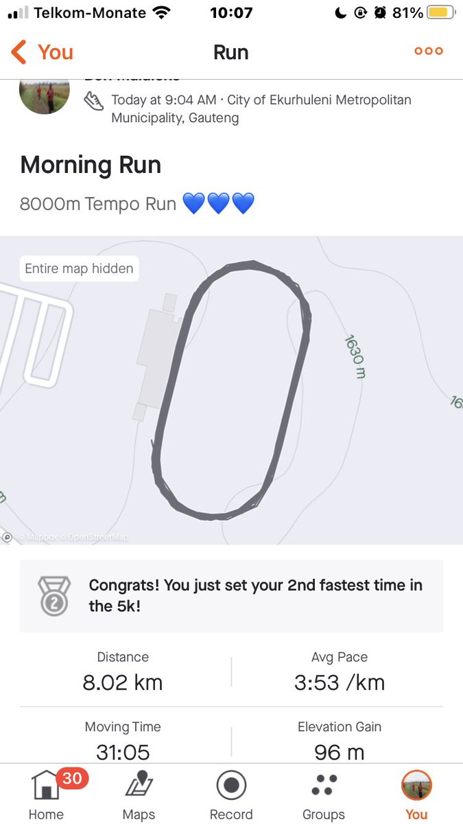 BenMaluleke300's tweet photo. 8000m Tempo Run 💙💙💙
#RunningWithSoleACxBudgetInsurance 
#RunningWithSoleAC 
#TrapnLos
#IPaintedMyRun 
#TheUltimateHumanRace https://t.co/FvUTWgWOF1