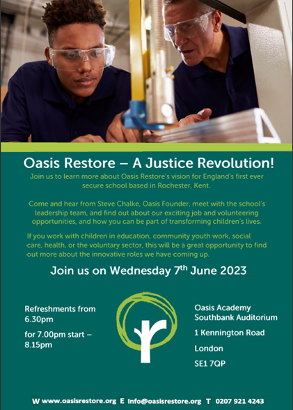 Come and meet our team and hear about the exciting range of career opportunities at Oasis Restore, England’s first secure school: eventbrite.co.uk/e/oasis-restor… #teachers #youthjustice #socialcare #education #teaching #therapy #residentialcare #youthcustody