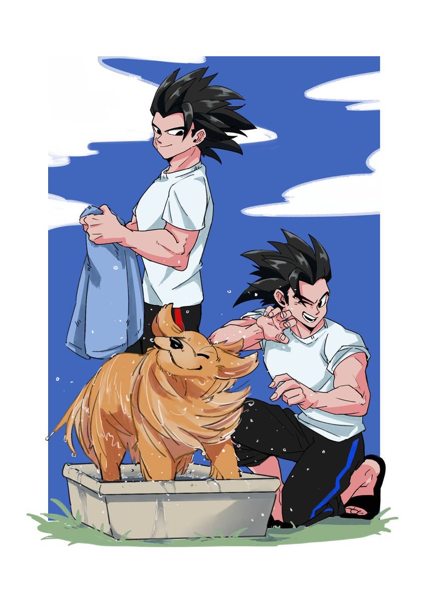 「み…見て………となかいさん( )が…双子とバスター(私の妄想の中で双子が飼ってい」|くりねあ:318祭り【四-24】のイラスト