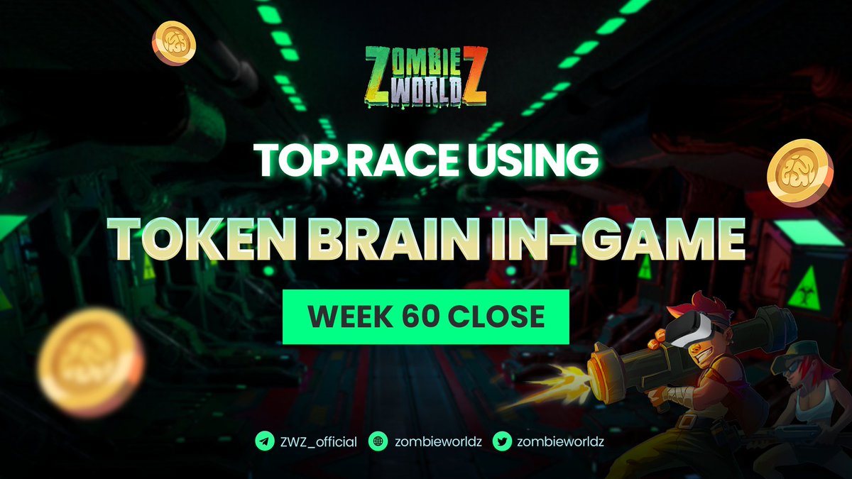 ✨TOP RACE USING TOKEN BRAIN IN-GAME WEEK 60 CLOSE ✨

🎊 The attractive rewards of this week's event already have owners!

🙌 Stay tuned for the results! We will announce the winners soon!

👉Details: t.me/zombieworldz/9…

#ZombieWorldZ #ZWZ