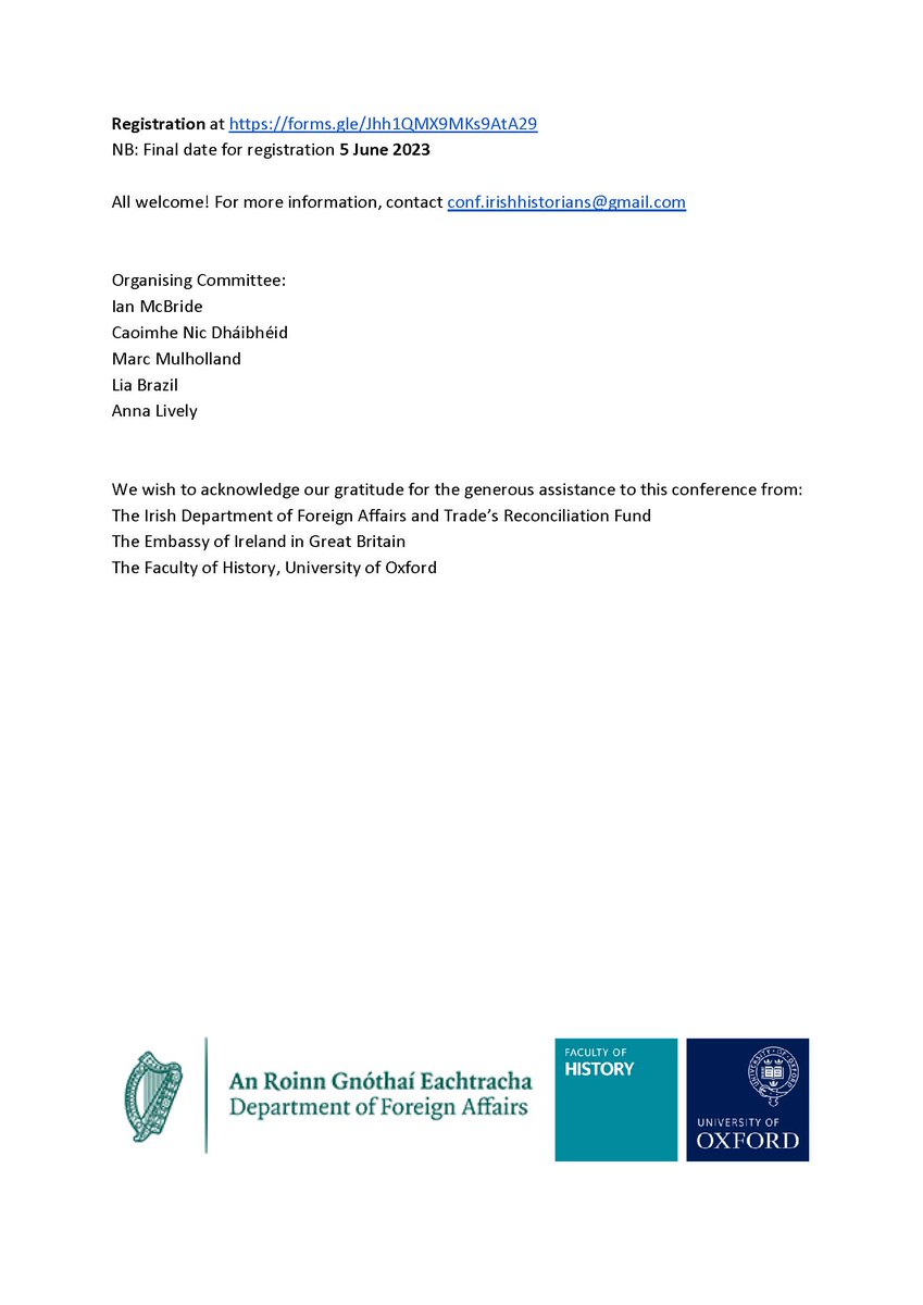 OXFORD IRISH SEMINAR (@oxfordirishsem) on Twitter photo 24th Conference of Irish Historians In Britain takes place 5-7 July <a href="/HertfordCollege/">Hertford College, Oxford</a>. The theme is Humanitarianism and Irish History. Registration to attend is available at: docs.google.com/forms/d/e/1FAI⊠24th Conference of Irish Historians In Britain takes place 5-7 July <a href="/HertfordCollege/">Hertford College, Oxford</a>. The theme is Humanitarianism and Irish History. Registration to attend is available at: docs.google.com/forms/d/e/1FAIâŠ